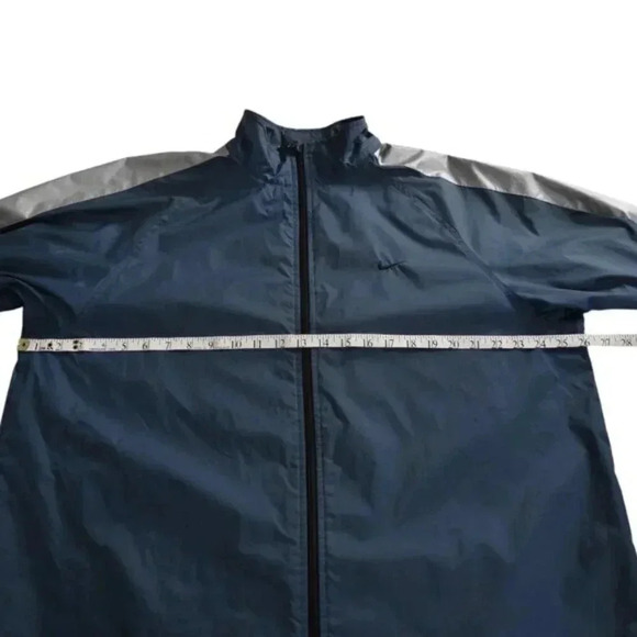 Nike Windbreaker  Jacket Blue Nylon Full Zip Reflective Stripes Size Large - Picture 11 of 12